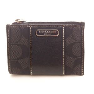 COACH Signature Jacquard & Leather Keychain Purse